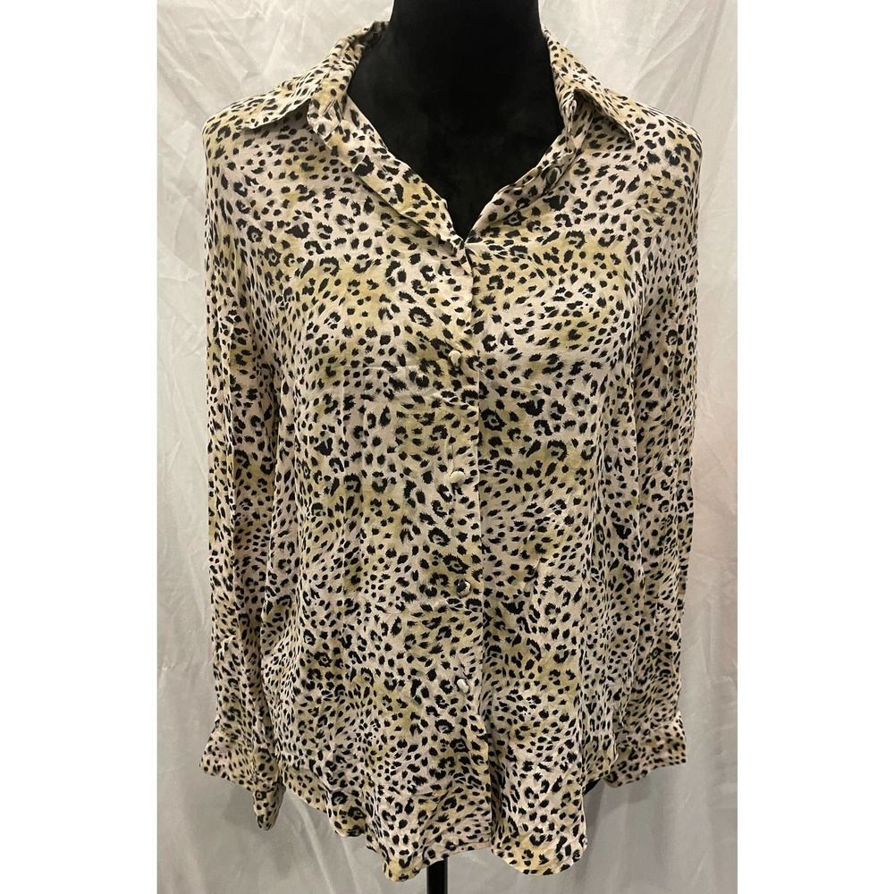 Women’s Silk Blouse by S.L.B. Leopard print Medium